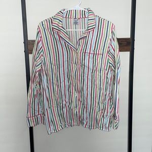 Lands End Candy Pinstripe Pajama Button Up